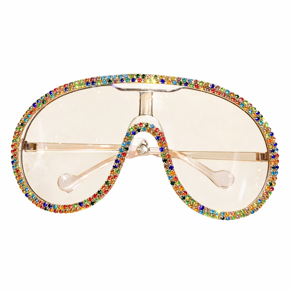 Rainbow Rhinestone Oversuze luxury sunglasses